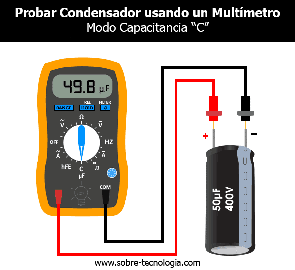 Cómo probar condensador con multímetro en Modo Capacitancia